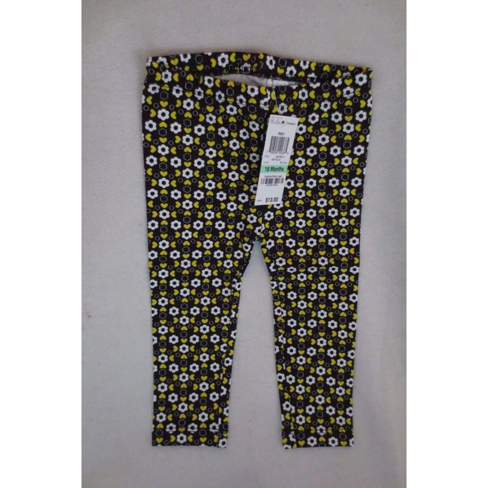 First Impression infant girl Leggings Size 18 Months Black Yellow Floral New